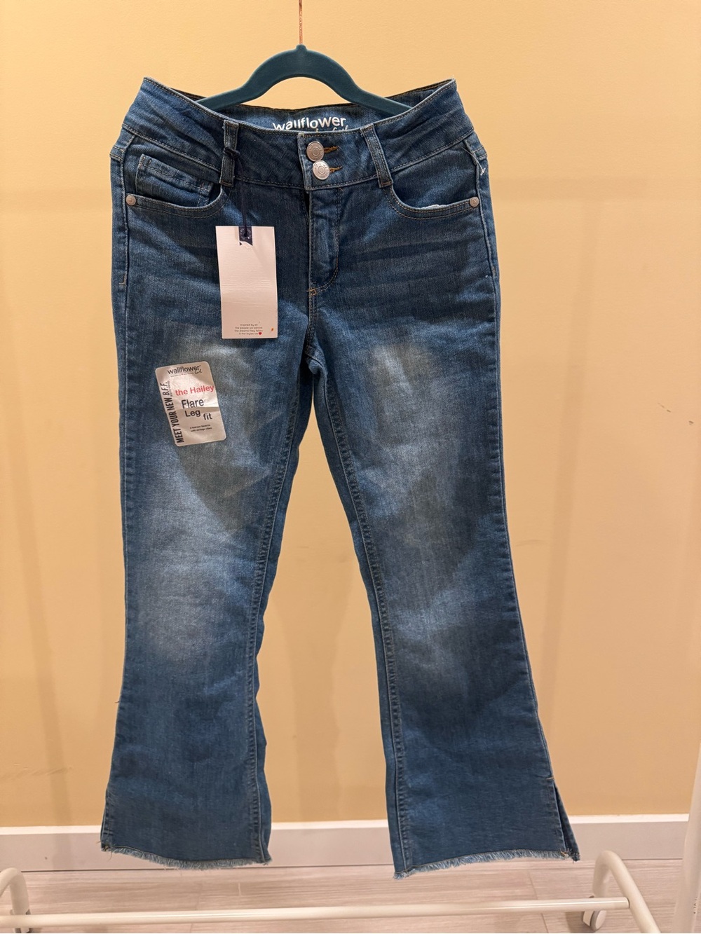 Wallflower Girls Mid-Rise Blue Flared Leg Jeans Size 10